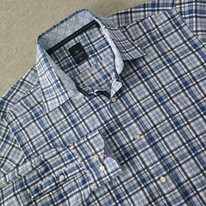 Tailorbyrd Collection Men 2XLT Blue Plaid Long Sleeve Shirt Casual Button Up